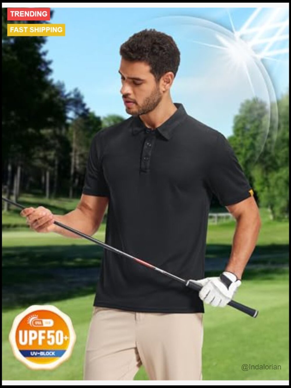 Polyester Golf Polo Shirt Short Sleeve Dry Fit Moisture Wicking UPF 50+ - Picture 6 of 7